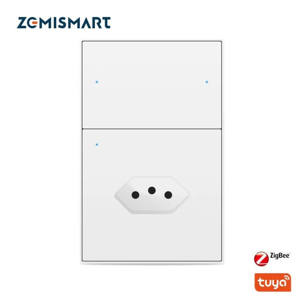 Tomada Inteligente Zigbee de 10A com 2 Interruptores de Luz - Zemismart