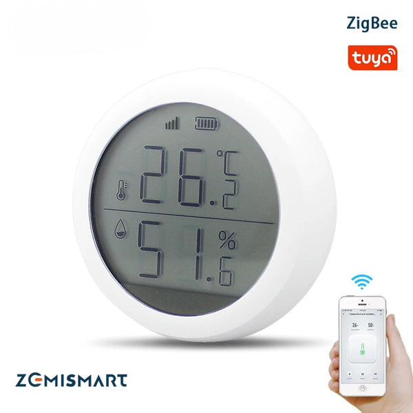 Sensor de Temperatura e Umidade Zigbee com Display LCD - Zemismart