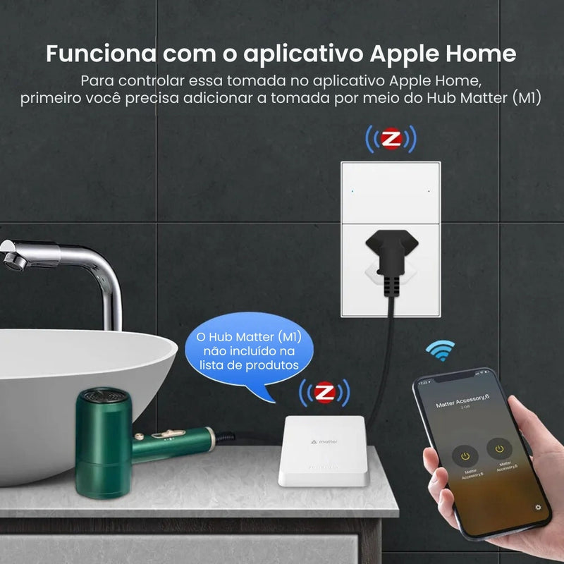 Tomada Inteligente Zigbee com 2 Polos (20A+10A) - Zemismart