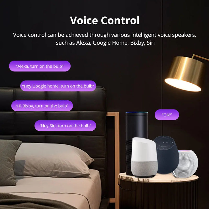 Lâmpada LED inteligente RGBCW E27 de 9W dimerizável Matter sobre Wi-Fi - Zemismart