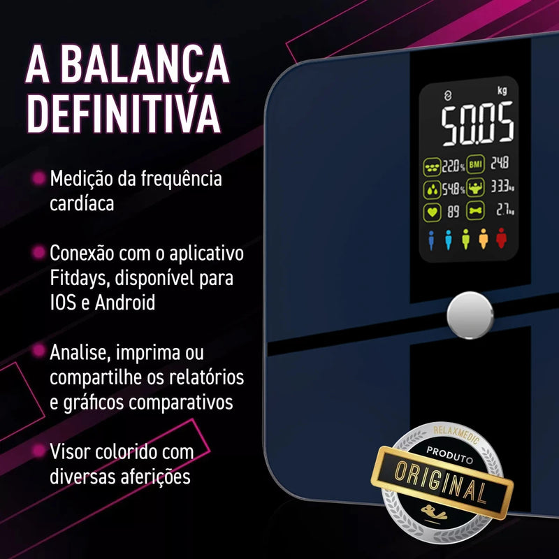 Balança de bioimpedância e peso corporal inteligente Bluetooth e Wi-Fi Intelar IR288