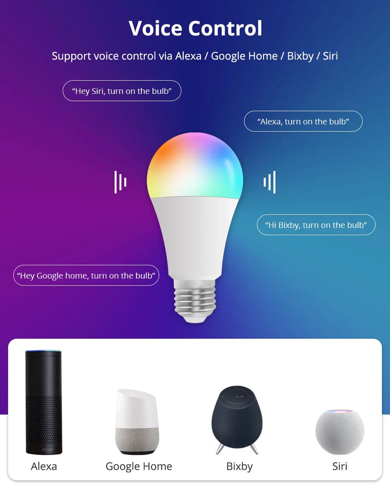 Lâmpada LED inteligente RGBCW E27 de 9W dimerizável Matter sobre Wi-Fi - Zemismart