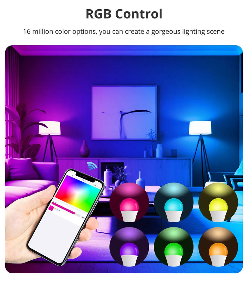 Lâmpada LED inteligente RGBCW E27 de 9W dimerizável Matter sobre Wi-Fi - Zemismart