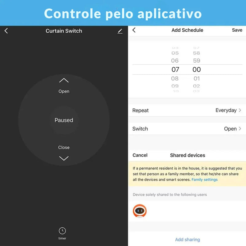 ⁠Interruptor RF e Wi-Fi para persiana de rolo