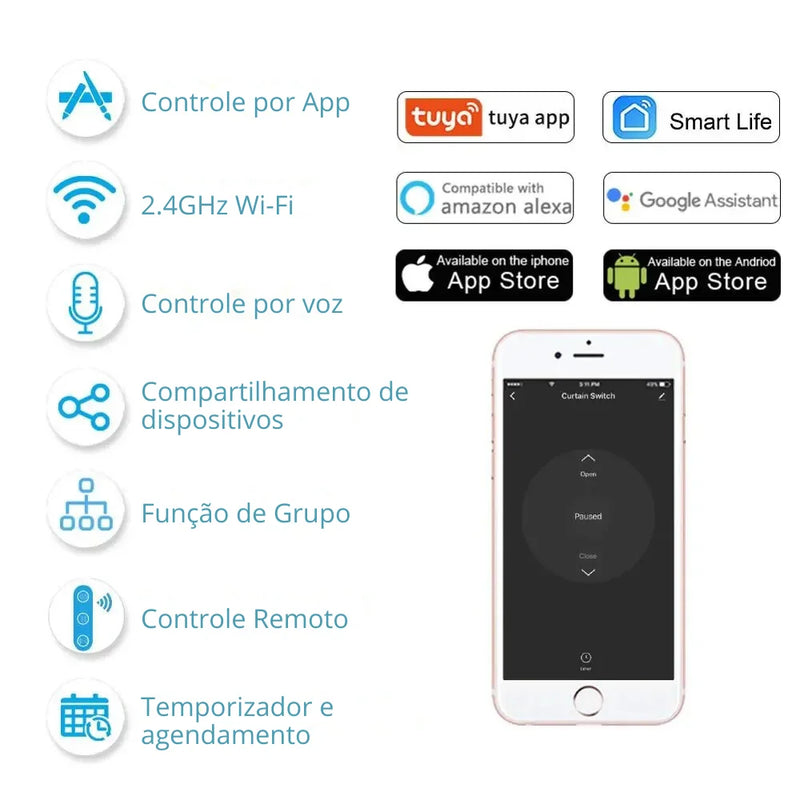 ⁠Interruptor RF e Wi-Fi para persiana de rolo